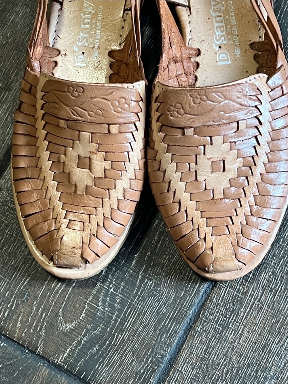 Woven Leather Huarache Slip-On Loafers in Tan - Picture 2 of 5